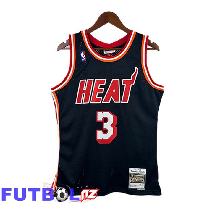 Camiseta NBA Miami Heat (Dwyane Wade 3) Retro Negro 2013-2014