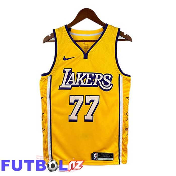 Camiseta NBA Los Angeles Lakers (Luka Dončić 77) Edición Especial Amarillo