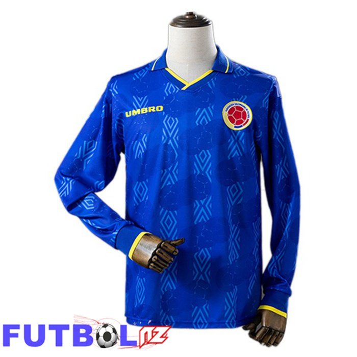 Camisetas De Futbol Colombia Retro Segunda Manga Larga Azul 1994
