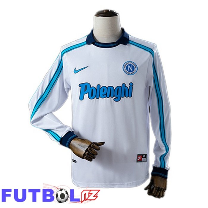 Camisetas De Futbol SSC Napoli Retro Segunda Manga Larga Blanco 1998-1999