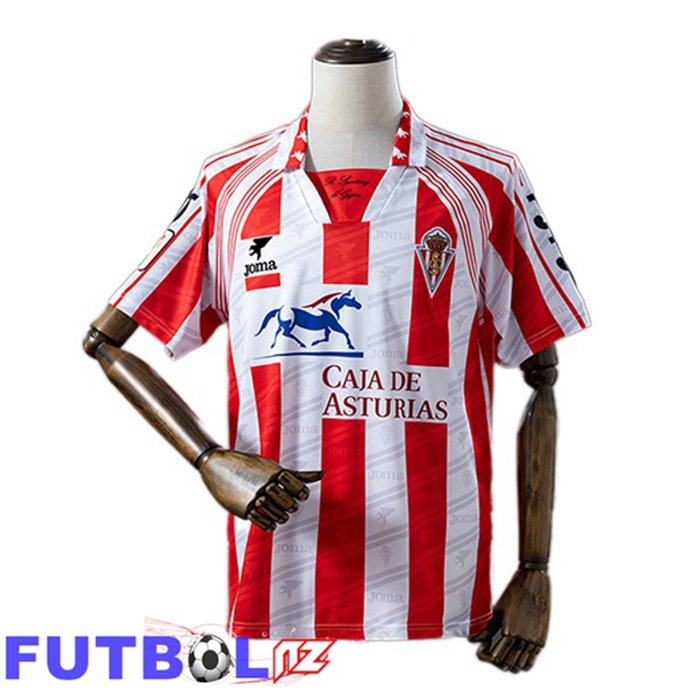 Camisetas De Futbol Sporting Gijon Retro Primera Rojo Blanco 1995-1996
