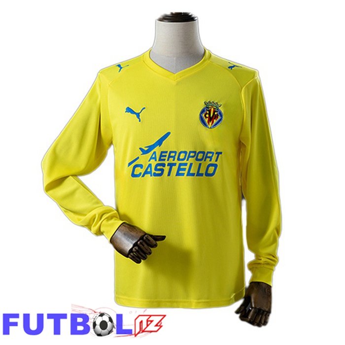Camisetas De Futbol Villarreal Retro Primera Manga Larga Amarillo 2008-2009