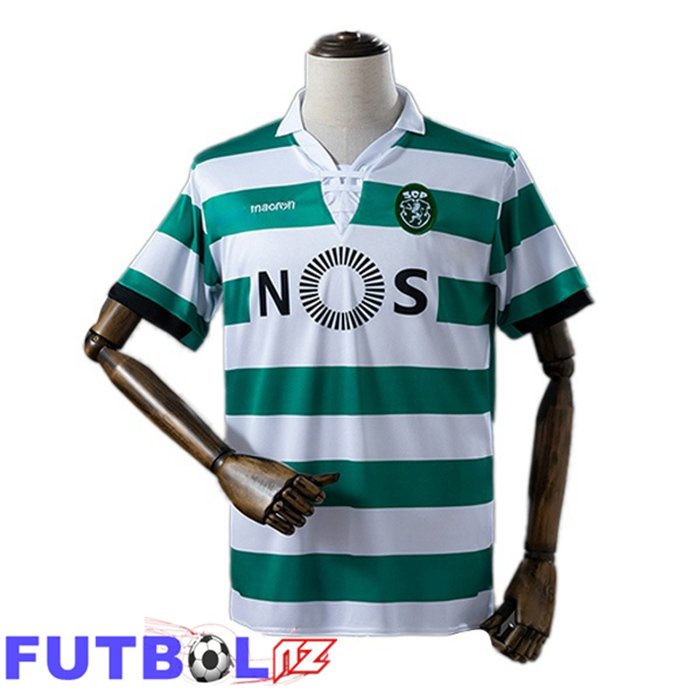 Camisetas De Futbol Sporting CP Retro Primera Verde Blanco 2018-2019