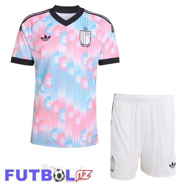 Camisetas De Futbol Bélgica Ninos Segunda Rosado Azul 2026/2027