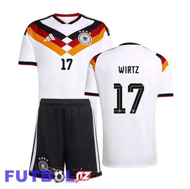 Camisetas De Futbol Alemania (WIRTZ 17) Ninos Primera Blanco 2026/2027