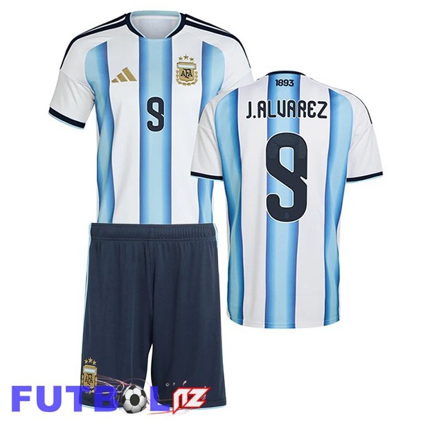 Camisetas De Futbol Argentina (J.ALVAREZ 9) Ninos Primera Azul Blanco 2026/2027