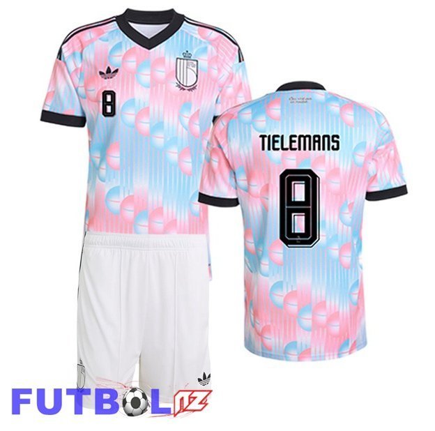 Camisetas De Futbol Bélgica (TIELEMANS 8) Ninos Segunda Rosado Azul 2026/2027