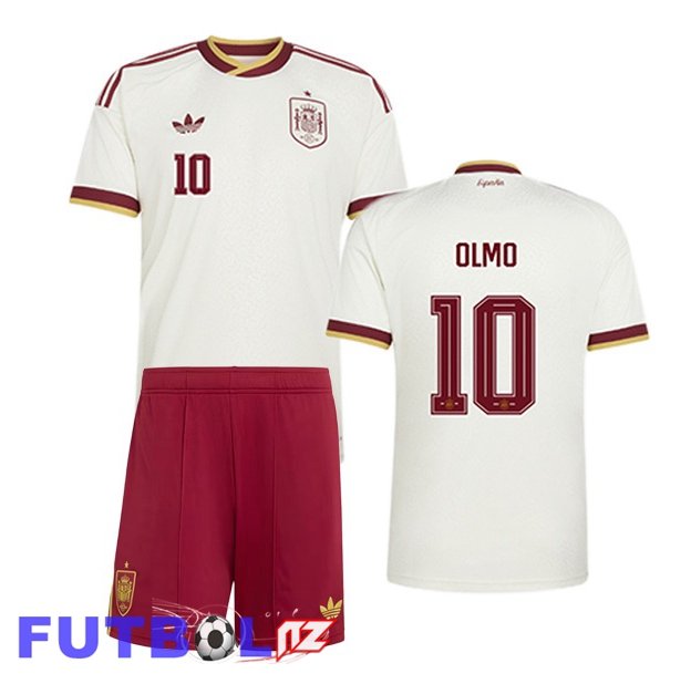 Camisetas De Futbol España (OLMO 10) Ninos Segunda Blanco 2026/2027