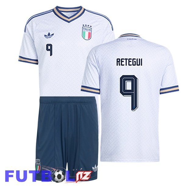 Camisetas De Futbol Italia (RETEGUI 9) Ninos Segunda Blanco 2026/2027