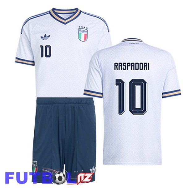 Camisetas De Futbol Italia (RASPADORI 10) Ninos Segunda Blanco 2026/2027