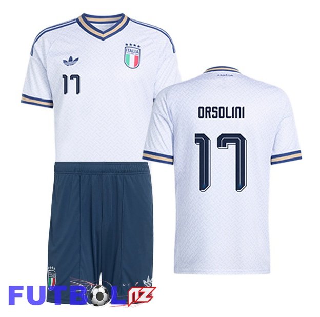 Camisetas De Futbol Italia (ORSOLINI 17) Ninos Segunda Blanco 2026/2027