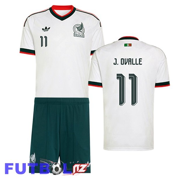 Camisetas De Futbol México (J. OVALLE 11) Ninos Segunda Blanco 2026/2027