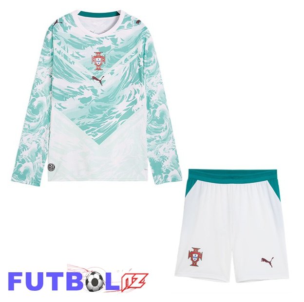 Camisetas De Futbol Portugal Ninos Segunda Manga Larga Verde Blanco 2026/2027