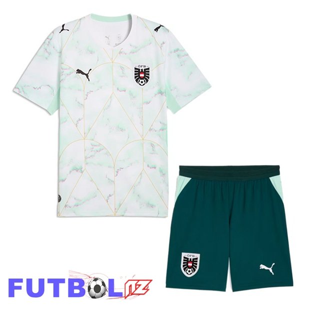 Camisetas De Futbol Austria Ninos Segunda Blanco 2026/2027 Camisetas De Futbol Austria Ninos Segunda Blanco 2026/2027