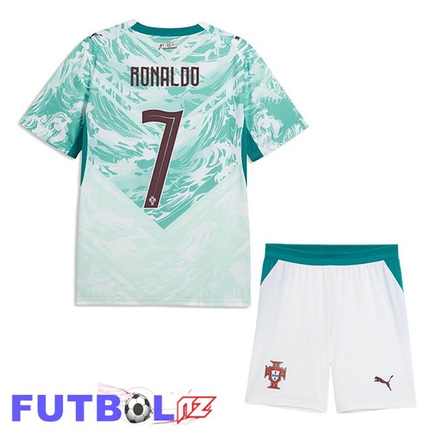 Camisetas De Futbol Portugal (RONALDO 7) Ninos Segunda Verde Blanco 2026/2027