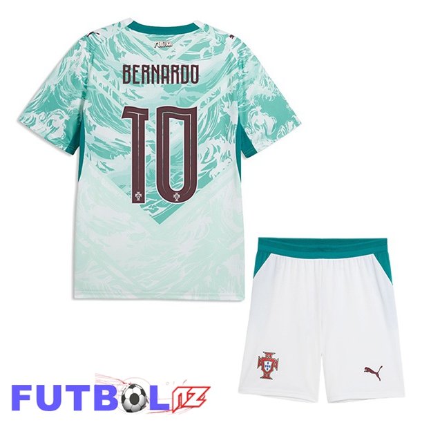 Camisetas De Futbol Portugal (Bernardo 10) Ninos Segunda Verde Blanco 2026/2027