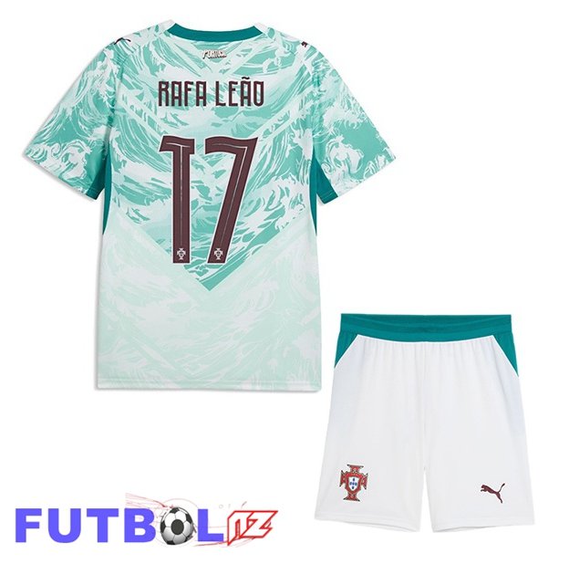Camisetas De Futbol Portugal (Rafa Leão 17) Ninos Segunda Verde Blanco 2026/2027