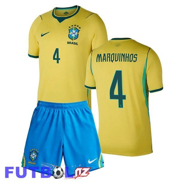 Camisetas De Futbol Brasil (MARQUINHOS 4) Ninos Primera Amarillo 2026/2027