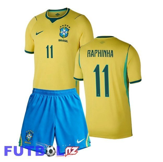 Camisetas De Futbol Brasil (RAPHINHA 11) Ninos Primera Amarillo 2026/2027