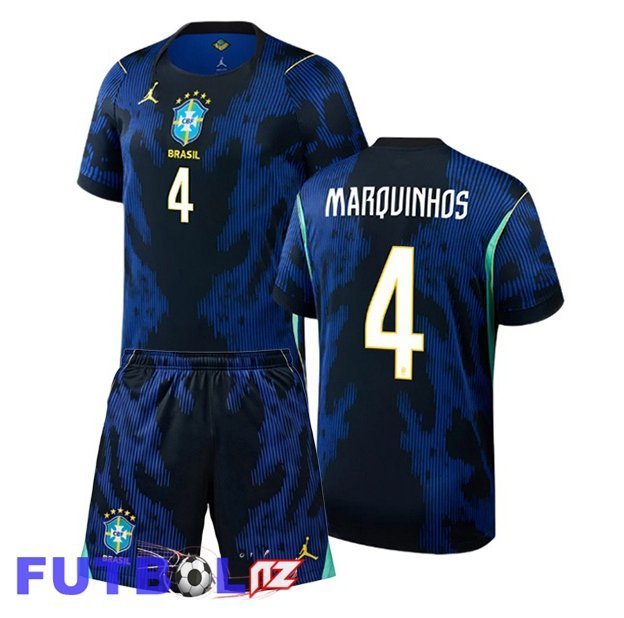 Camisetas De Futbol Brasil (MARQUINHOS 4) Ninos Segunda Azul Real 2026/2027