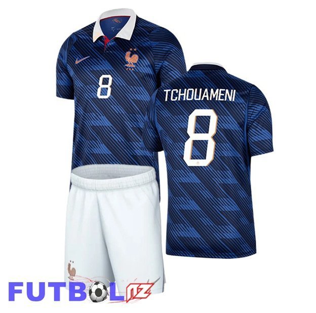 Camisetas De Futbol Francia (TCHOUAMENI 8) Ninos Primera Azul Real 2026/2027