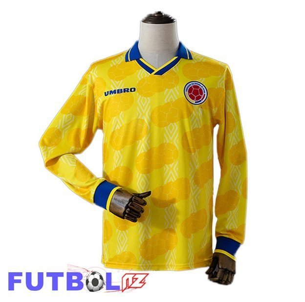 Camisetas De Futbol Colombia Retro Primera Manga Larga Amarillo 1994