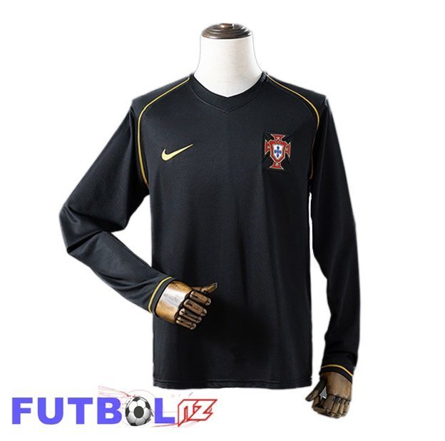 Camisetas De Futbol Portugal Retro Segunda Manga Larga Negro 2006