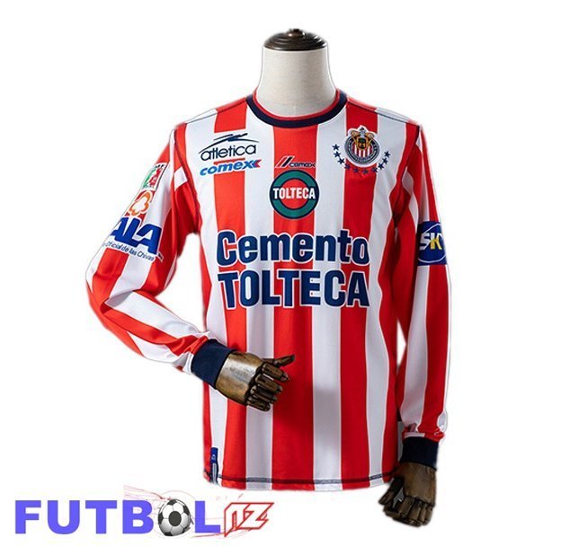 Camisetas De Futbol CD Guadalajara Retro Primera Manga Larga Rojo Blanco 2002-2003