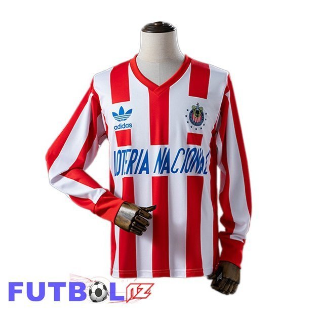 Camisetas De Futbol CD Guadalajara Retro Primera Manga Larga Rojo Blanco 1991-1992