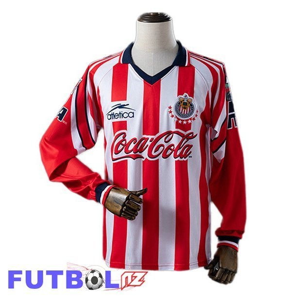 Camisetas De Futbol CD Guadalajara Retro Primera Manga Larga Rojo Blanco 1998-1999