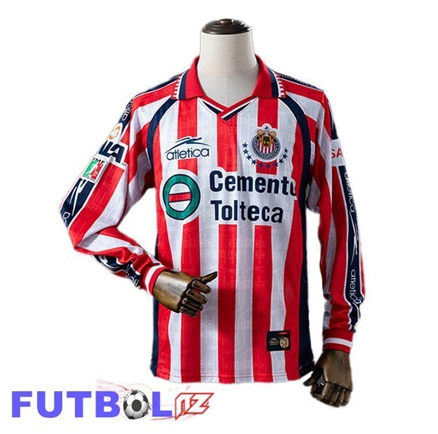 Camisetas De Futbol CD Guadalajara Retro Primera Manga Larga Rojo Blanco 1999-2000