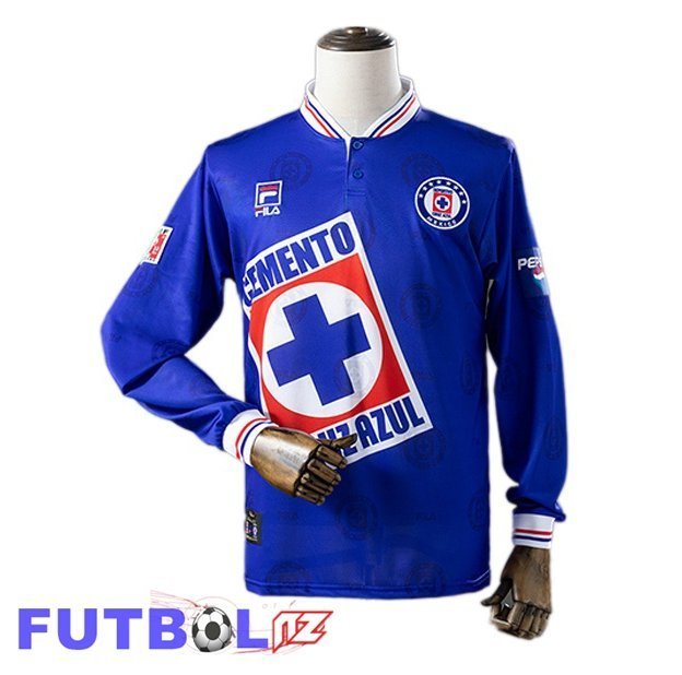 Camisetas De Futbol Cruz Azul Retro Primera Manga Larga Azul 1998
