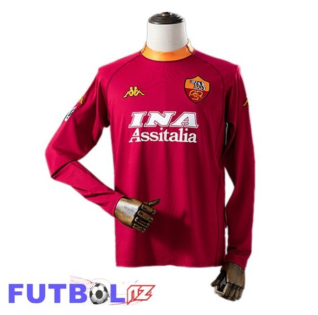 Camisetas De Futbol AS Roma Retro Primera Manga Larga Rojo 2000-2001