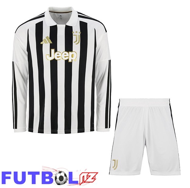 Camisetas De Futbol Juventus Ninos Primera Manga Larga Negro Blanco 2026/2027