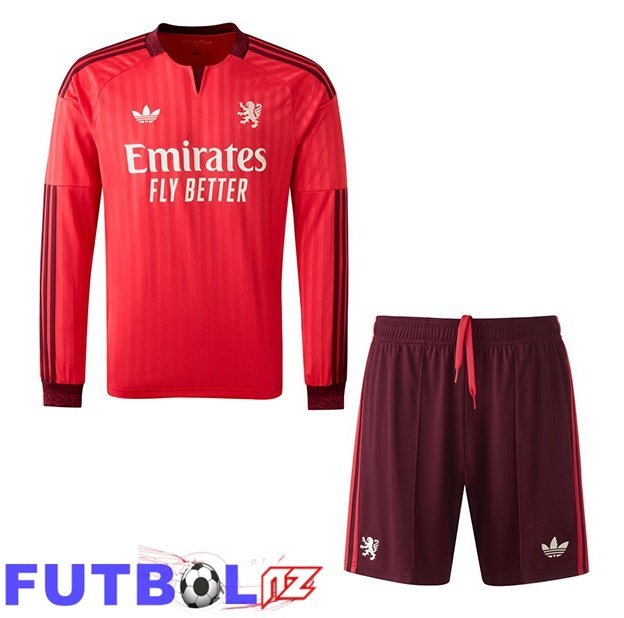 Camisetas De Futbol lyon OL Ninos Segunda Manga Larga Rojo 2026/2027