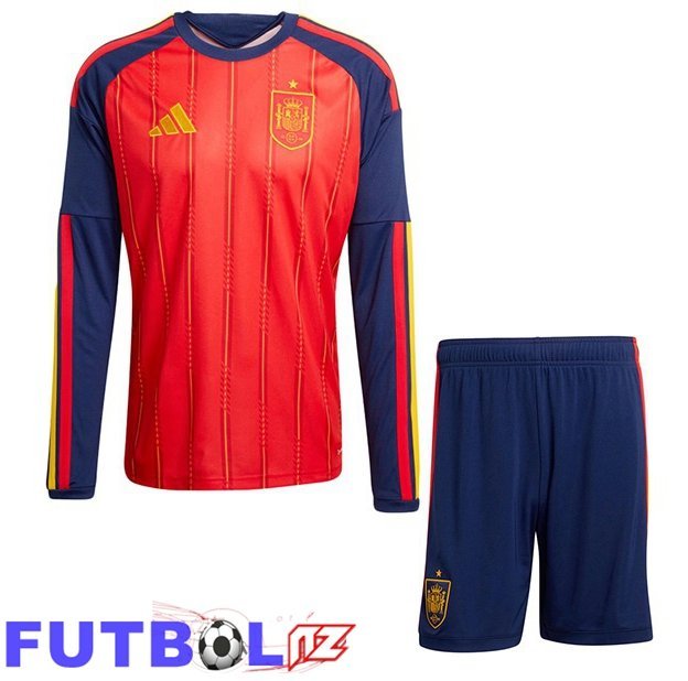 Camisetas De Futbol España Ninos Primera Manga Larga Rojo Copa Del Mundo 2026