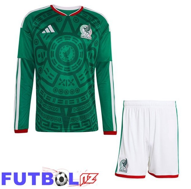 Camisetas De Futbol México Ninos Primera Manga Larga Verde Copa Del Mundo 2026