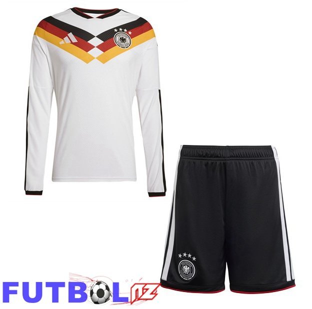 Camisetas De Futbol Alemania Ninos Primera Manga Larga Blanco Copa Del Mundo 2026