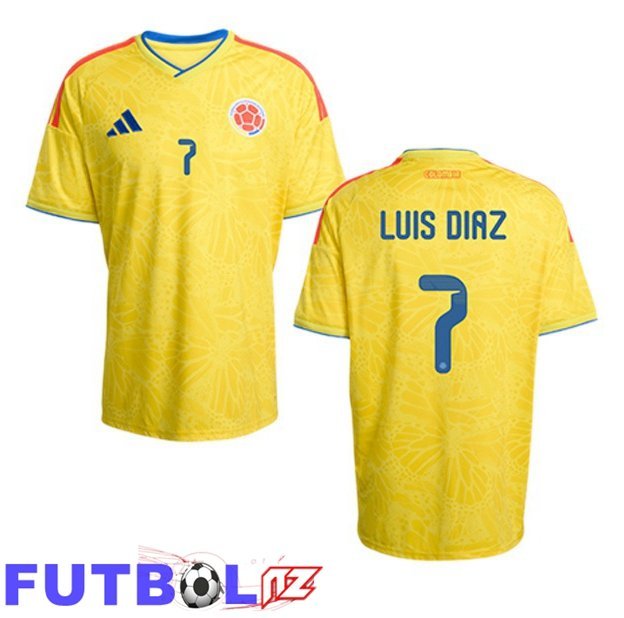 Camisetas De Futbol Colombia (LUIS DIAZ 7) Primera Amarillo Copa Del Mundo 2026