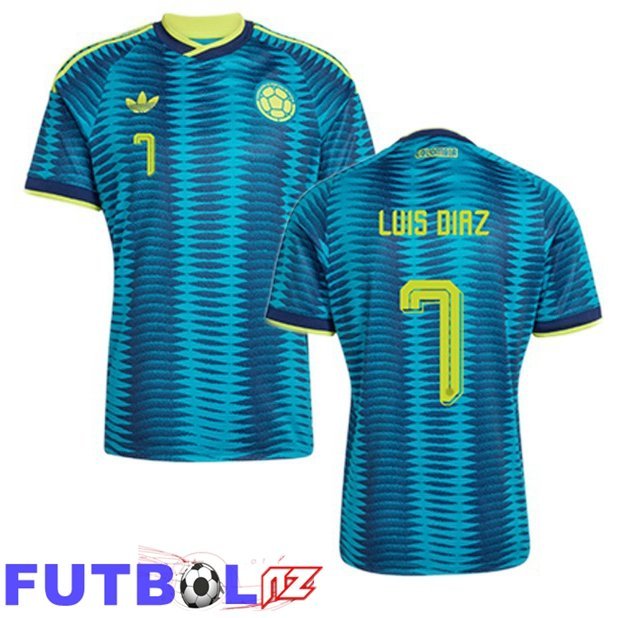 Camisetas De Futbol Colombia (LUIS DIAZ 7) Segunda Azul Copa Del Mundo 2026