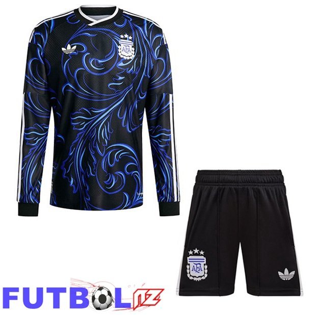Camisetas De Futbol Argentina Ninos Segunda Manga Larga Azul Real Copa Del Mundo 2026