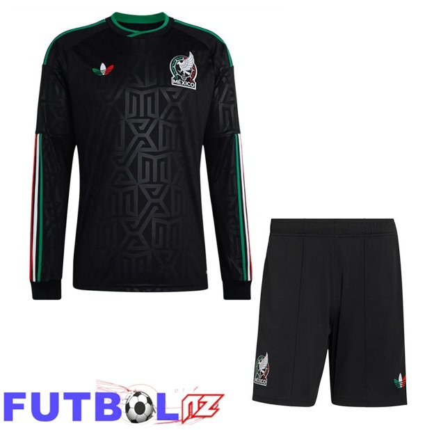 Camisetas De Futbol México Ninos Tercera Manga Larga Negro Copa Del Mundo 2026