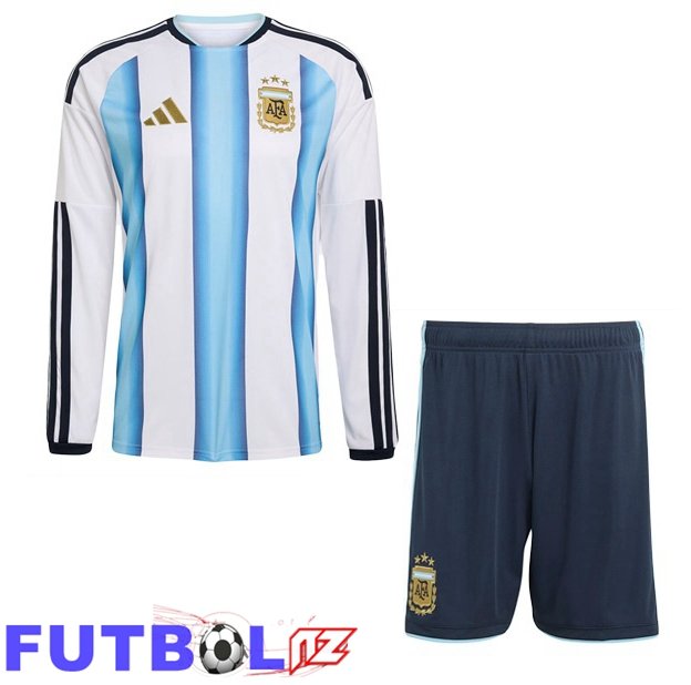 Camisetas De Futbol Argentina Ninos Primera Manga Larga Azul Blanco Copa Del Mundo 2026