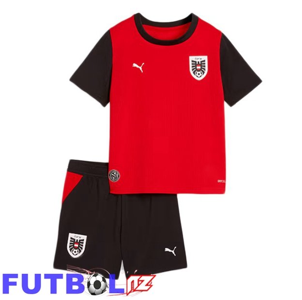 Camisetas De Futbol Austria Ninos Primera Rojo Negro Copa Del Mundo 2026