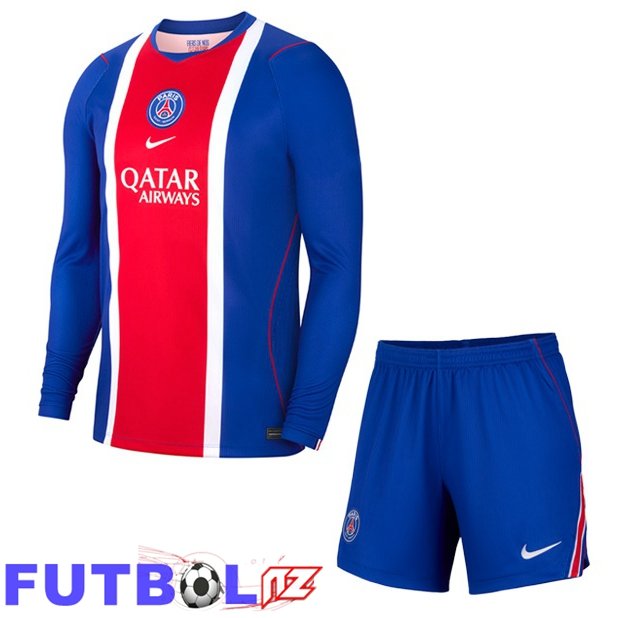 Camisetas De Futbol Paris PSG Ninos Primera Manga Larga Azul Rojo 2026/2027