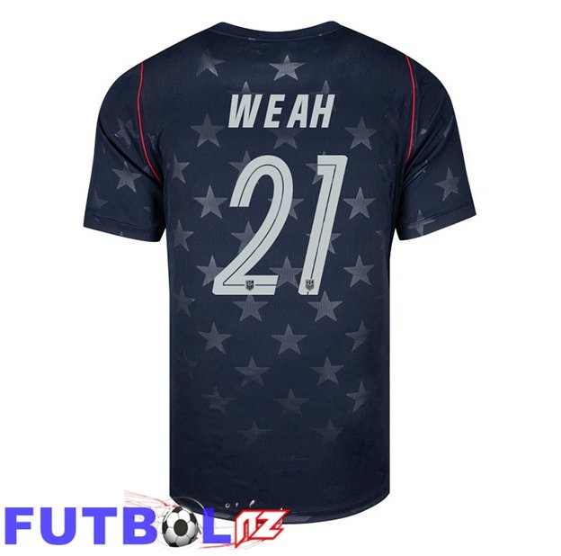 Camisetas De Futbol Estados Unidos (Timothy Weah 21) Segunda Negro Copa Del Mundo 2026