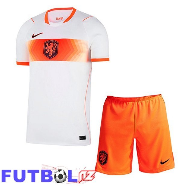 Camisetas De Futbol Países Bajos Ninos Segunda Blanco Copa Del Mundo 2026