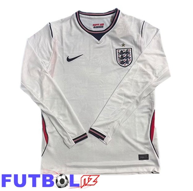 Camisetas De Futbol Inglaterra Primera Manga Larga Blanco Copa Del Mundo 2026