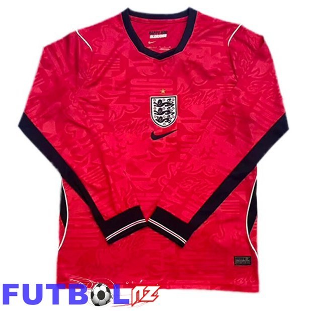 Camisetas De Futbol Inglaterra Segunda Manga Larga Rojo Copa Del Mundo 2026