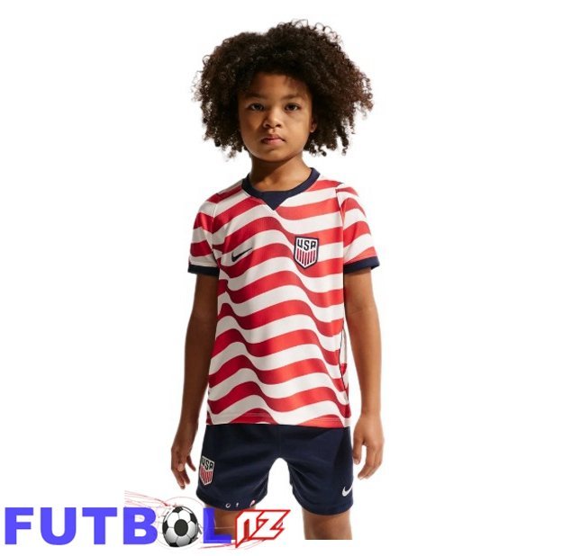 Camisetas De Futbol Estados Unidos Ninos Primera Rojo Blanco Copa Del Mundo 2026